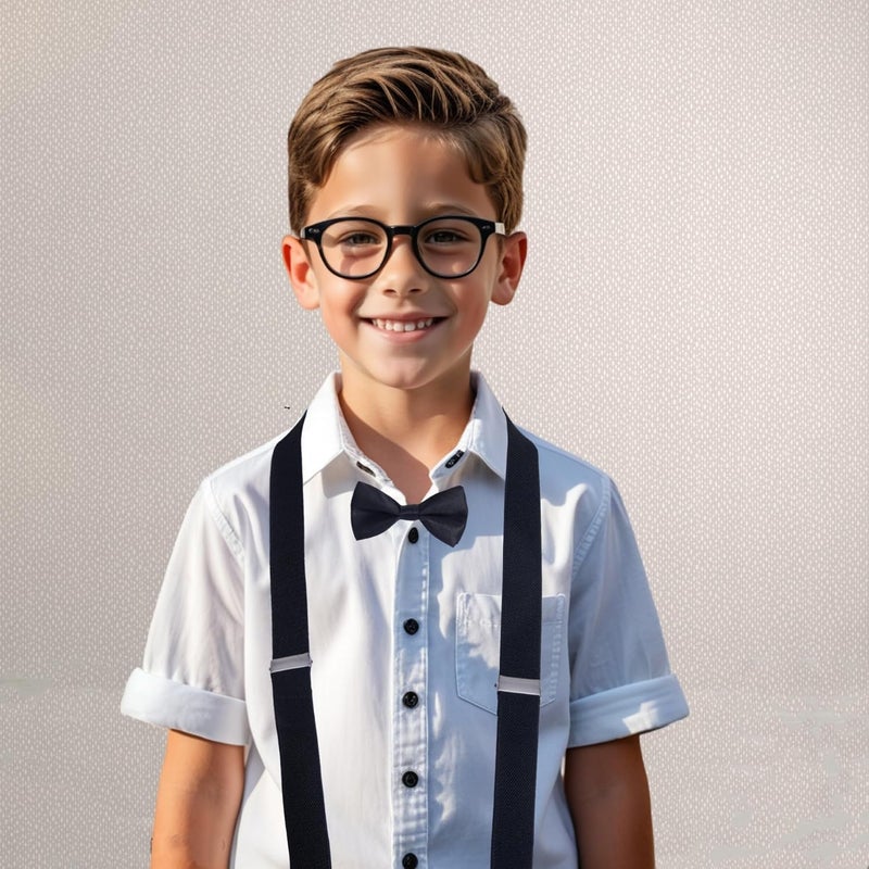 Bwerfuet Boys Girls Suspenders Bow Tie Set Adjustable Classic Y Back Solid Color Suspenders for Kids - Image 4